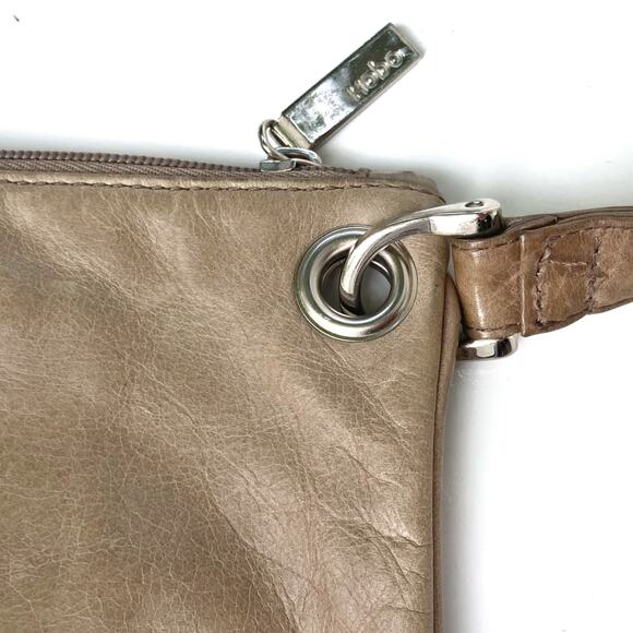 HOBO International Vida Wristlet Clutch Taupe Glazed Leather Silver Wallet Purse - Picture 11 of 15